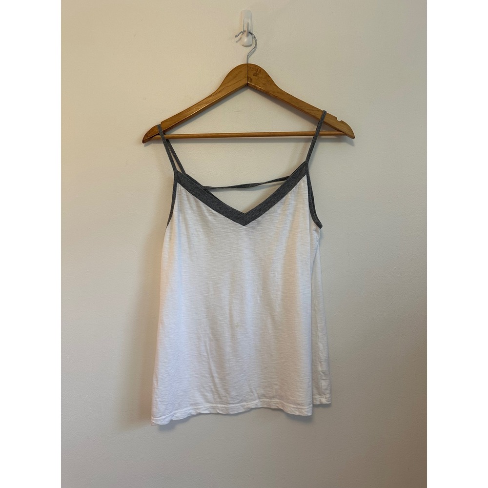 Michael Stars Supima Cotton Slub Knit V-Neck Cami Tank Top in White | OS